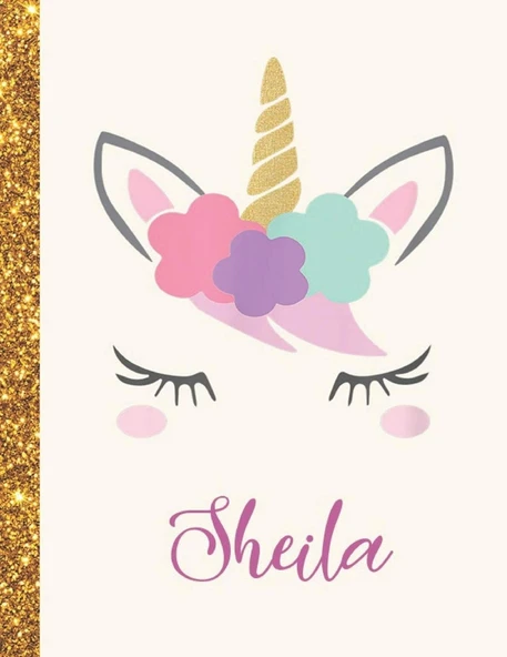 Sheila: Sheila Unicorn Personalized Black Paper Sketchbook For Girls And Kids To Drawing And Sketching Doodle Taking Note Marble Size 8.5 X 11 ürün görseli 1