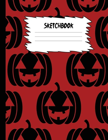 Sketchbook: Halloween Sketch Book For Kids: Purple & Black Pumpkin Face Large Drawing Paper With 80 Pages (8.5" X 11") For Sketching & To Draw For Boys & Girls ürün görseli 1