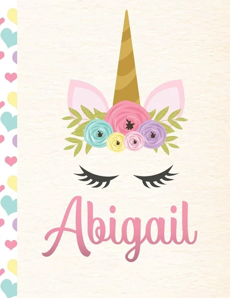 Abigail: Personalized Unicorn Sketchbook For Girls With Pink Name - 8.5X11 110 Pages. Doodle, Sketch, Create! ürün görseli 1