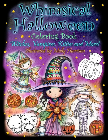 Whimsical Halloween Coloring Book: Witches, Vampires Kitties And More! ürün görseli 1