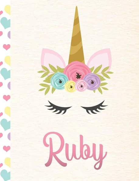 Ruby: Personalized Unicorn Sketchbook For Girls With Pink Name - 8.5X11 110 Pages. Doodle, Sketch, Create! ürün görseli 1