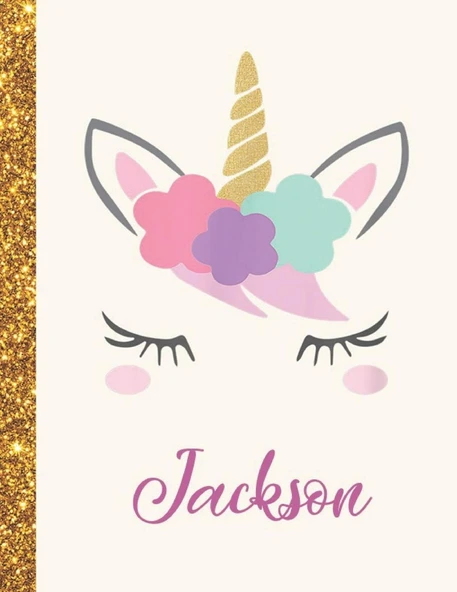 Jackson: Jackson Unicorn Personalized Black Paper Sketchbook For Girls And Kids To Drawing And Sketching Doodle Taking Note Marble Size 8.5 X 11 ürün görseli 1