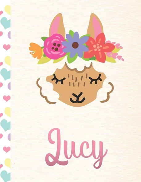 Lucy: Personalized Llama Sketchbook For Girls With Pink Name - 8.5X11 110 Pages. Doodle, Draw, Sketch, Create! ürün görseli 1