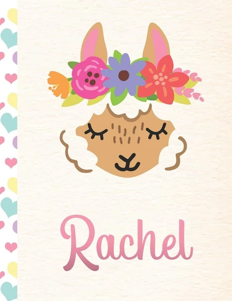 Rachel: Personalized Llama Sketchbook For Girls With Pink Name - 8.5X11 110 Pages. Doodle, Draw, Sketch, Create! ürün görseli 1