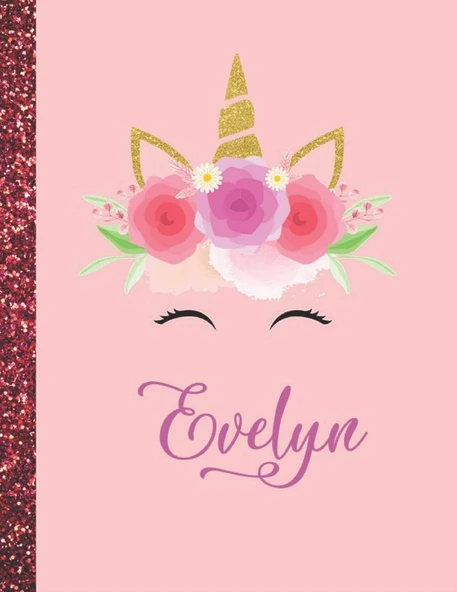Evelyn: Evelyn Marble Size Unicorn Sketchbook Personalized White Paper For Girls And Kids To Drawing And Sketching Doodle Taking Note Size 8.5 X 11 ürün görseli 1