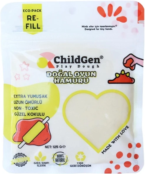 Doğal Oyun Hamuru - Beyaz -Vakumlu Kartuş Paket ürün görseli 1