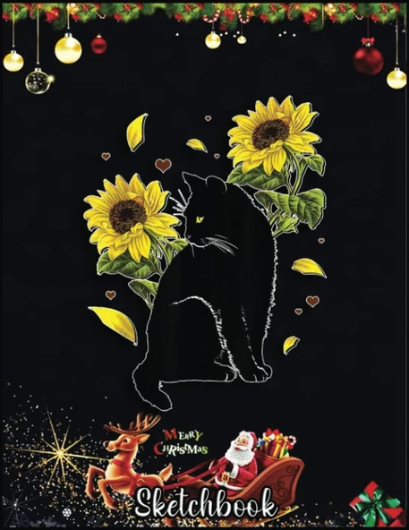 Independently Published Christmas Sketch Book: Cat Sunflower Christmas Tree Sun Flower Cat Lover Gift, 120 Pages Help You Your Ideas Size 8.5 X 11 Inches Sketchbook ürün görseli 1