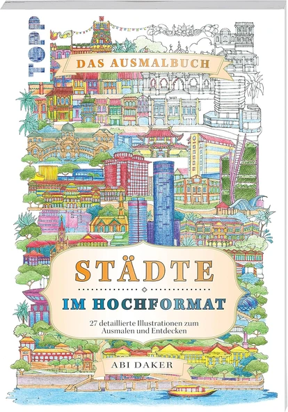 Städte Im Hochformat - Das Ausmalbuch: 27 Detaillierte Illustrationen Zum Ausmalen Und Entdecken ürün görseli 1