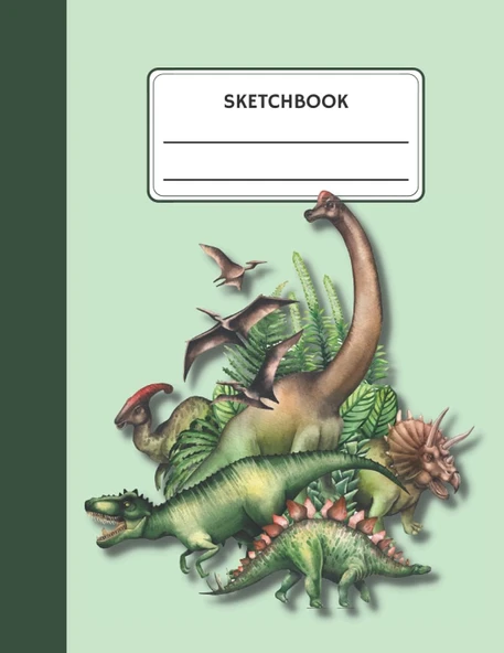 Sketchbook: Dinosaur Blank Page Softcover Sketchbook For Kids ürün görseli 1