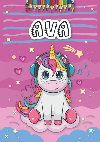 Independently Published Ava: Livre De Coloriage Personnalisé Pour Ava | Licorne | Cadeau D'Anniversaire Pour Fille ... | 4 À 8 Ans | 25 Motifs De Licorne Avec Le Prénom Ava, Grand Format A4 (21 X 29. ürün görseli 1