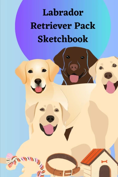 Labrador Retriever Pack Sketchbook, Lab Fan Sketchbook, Lab Sketchbook 6" X 9" 100 Pages, Pad, Dog Fan Sketchbook ürün görseli 1