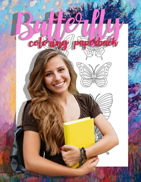 Butterfly Coloring Paperback: Size 8.5X11Inch 120 Pages ürün görseli 1