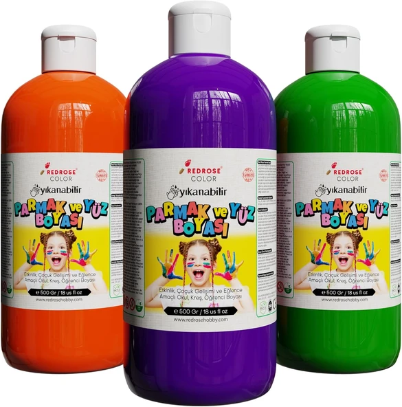 Red Yeşil, Mor, Turuncu Parmak Boyası 3'Lü Set 3X500 Gr ürün görseli 1