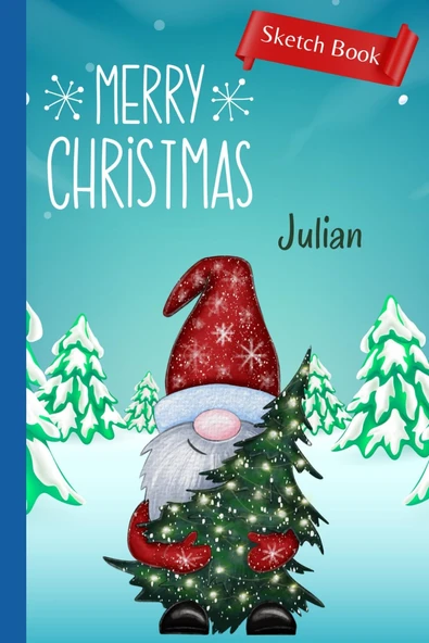 Independently Published Merry Christmas, Julian: Christmas Sketch Book | Personalized Gift For Julian | Stocking Stuffer | Sketch Book, Blank Coloring Book | Personalized ... | Kid Who Likes (6X9 ürün görseli 1