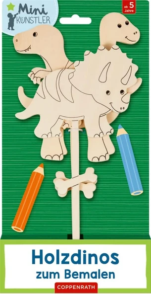 Holzdinos Zum Bemalen: Tyrannosaurus, Triceratops, Brachiosaurus (Mini-Künstler) ürün görseli 1