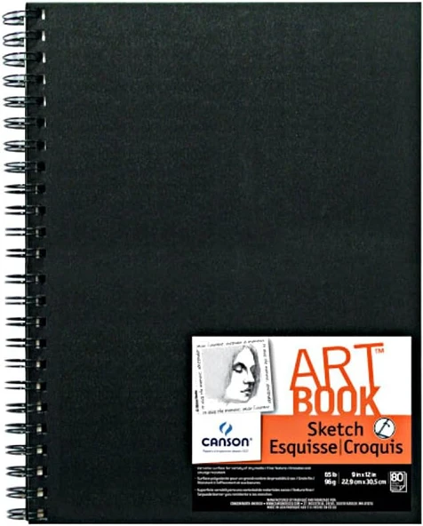 Canson Artist Serisi Eskiz Defteri Kağıt Pedi, Kalem Kömür İçin, Asitsiz, Tel Ciltli, 29,5 Kg, 9 X 12 İnç, 80 Yaprak ürün görseli 1