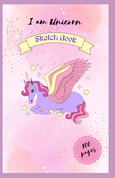 Sketchbook: Cute Unicorn , Blank Sketchbook For Girls & Boys, 100 Pages, 5.5" X 8.5", For Drawing, Sketching & Crayon Coloring (Kids Drawing Books) ürün görseli 1