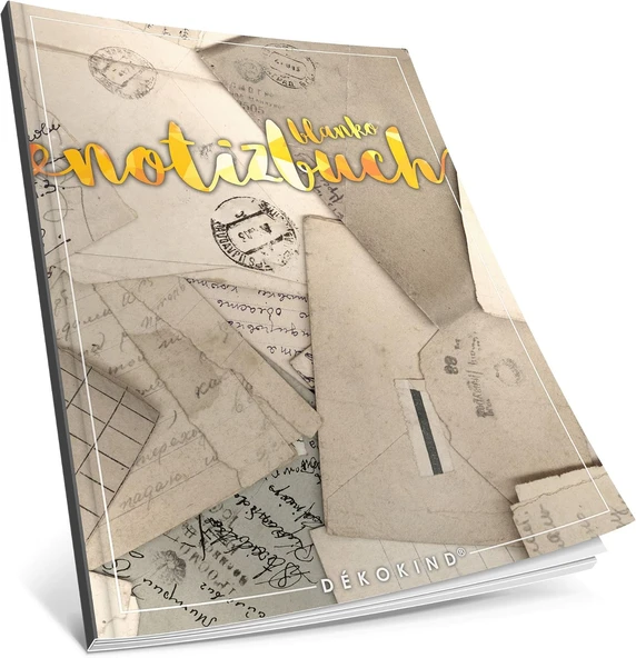 Dékokind® Blanko Notizbuch: Ca. A4-Format • 100 Seiten Mit Inhaltsverzeichnis • Perfekt Als Zeichenbuch, Skizzenbuch Oder Tagebuch • Artnr. 06 Briefe • Softcover ürün görseli 1