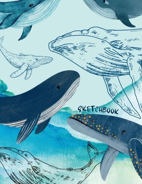 Sketchbook: Patterns Whale Cover, Blank Dot Gird Patterns For Sketching, Drawing, Whiting, Journaling & Doodling (8.5 X 11) Inches, 120 Pages) ürün görseli 1