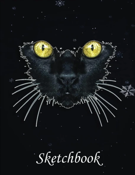 Christmas Sketch Book: Black Ca Yellow Eyes Kitty Kitten Cat Face, 120 Pages Help You Your Ideas Size 8.5 X 11 Inches ürün görseli 1