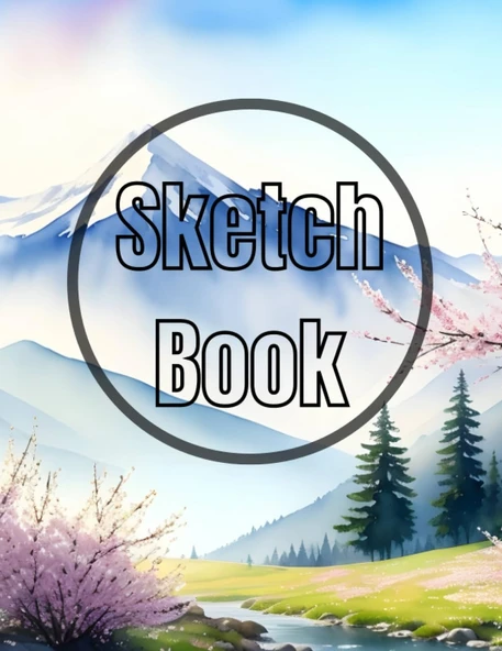 Sketch Book: Watercolor Spring In Mountain Cover Page Sketchbook Blank Paper Pad 8.5" X 11" - Sketchbook 120 Pages Blank Paper Book For ... Unlined Journal Cover Sketchbooks ürün görseli 1