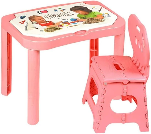 Heroes Kinetik Kumlu Oyun Çalışma Masası Katlanabilir Sandalyeli Set - Pembe ürün görseli 1