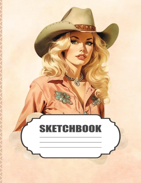 Sketchbook: Western Cowgirl Portrait Sketch Book For Girls, Kids, Teens, Adults Artist Notebook/Journal For Drawing, Writing, Sketching Or Doodling, Blank Paper, 120 Pages, 8.5X11 (Blank Drawing Book ürün görseli 1