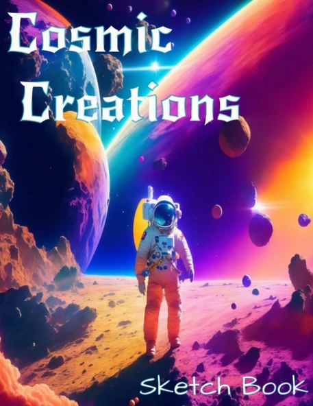Cosmic Creations Sketchbook: Notebook For Sketching, Doodling, Writing, Painting, Drawing, 110 Pages, 8.5X11 Paperback (Premium Glossy Cover) ürün görseli 1