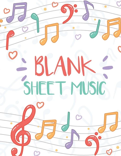 Blank Sheet Music: 12 Stave Manuscript Paper Notebook - 8.5"X11" (Large Print) - Blank Staff Paper 108 Pages Vol.8: Blank Staff Paper ürün görseli 1