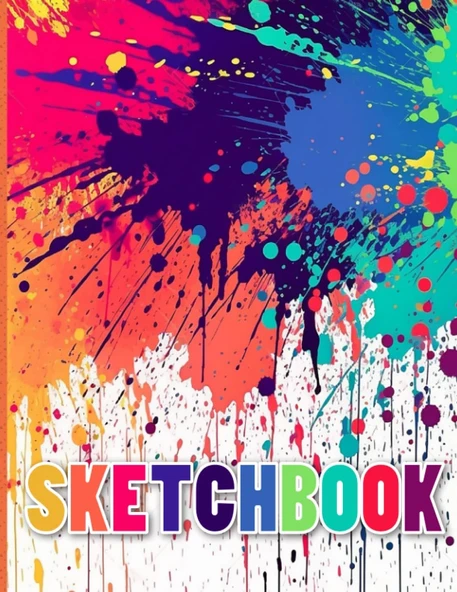 Sketchbook: Paint Splatter, Blank Sketch Book For Kids, Adults, Artist Notebook/Journal For Drawing, Writing, Sketching Or Doodling, Blank Paper, 120 Blank Pages, 8.5X11 (Blank Drawing Book) ürün görseli 1