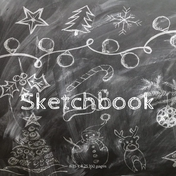 Independently Published Christmas, Chalkboard, Sketch Book 8.25 X 8.25, 160 Pages ürün görseli 1