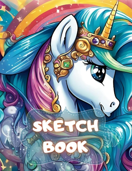 Sketchbook: Drawing And Painting Notebook With Unicorns, (Size 8.5 X 11) 120 Pages (For Kids) ürün görseli 1