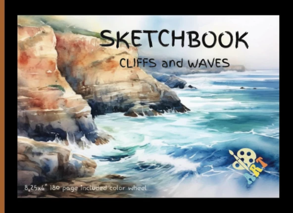 Sketchbook Cliffs And Waves 8,25X6" 180 Page Included Color Wheel Art: Sketch Book Horizontal Format For Sketching Drawing Doodling Portraying Large ... Crags Cliffsides Ledges Ravines Paperback ürün görseli 1