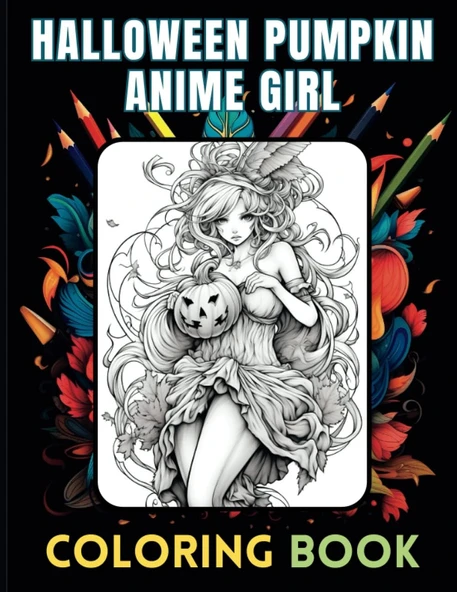 Independently Published Halloween Pumpkin Anime Girl Coloring Book: Spooky Season Manga Lady Pigmenting Pad Pages Of Harvest Festival For Amusement And Artistry Creativity Development Japanese Cultur ürün görseli 1