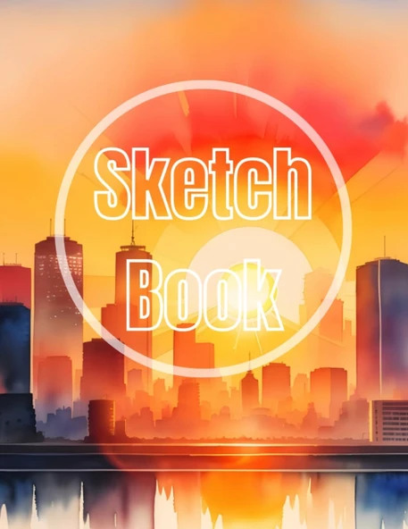 Sketch Book: Watercolor Sunset & City View Cover Page Sketchbook Blank Paper Pad 8.5" X 11" - Sketchbook 120 Pages Blank Paper ... Unlined Journal Cover Sketchbooks ürün görseli 1