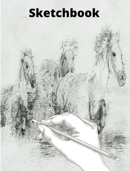 Sketchbook: Horse Lover'S Sketchbook, Blank Pages For Drawing, Sketching, Doodling, Coloring, Animals, 120 Pages ürün görseli 1