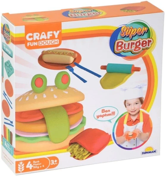 Crafy Süper Burger Oyun Hamuru Seti 200 Gr. 12 Parça ürün görseli 1
