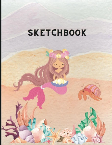 Mermaid Sketchbook: Cute Sketchbook For Kids, 110 Pages, Blank Pages For Drawing And Doodling, Gift Ideas For Daughter ürün görseli 1
