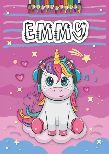 Independently Published Emmy: Livre De Coloriage Personnalisé Pour Emmy | Licorne | Cadeau D'Anniversaire Pour Fille ... | 4 À 8 Ans | 25 Motifs De Licorne Avec Le Prénom Emmy, Grand Format A4 (21 X ürün görseli 1
