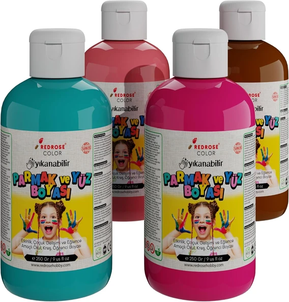 Red Tamamlayıcı Renkler Parmak Boyası 4'Lü Set 4X250 Gr ürün görseli 1