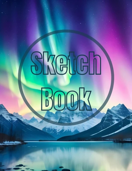 Sketch Book: Watercolor The Aurora Lights Over The Mountain View Cover Page Sketchbook Blank Paper Pad 8.5" X 11" - 120 Pages Blank ... Unlined Journal Cover Sketchbooks ürün görseli 1
