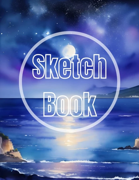 Sketch Book: Watercolor Sea Night View Cover Page Sketchbook Blank Paper Pad 8.5" X 11" - Sketchbook 120 Pages Blank Paper Book For ... Unlined Journal Cover Sketchbooks ürün görseli 1