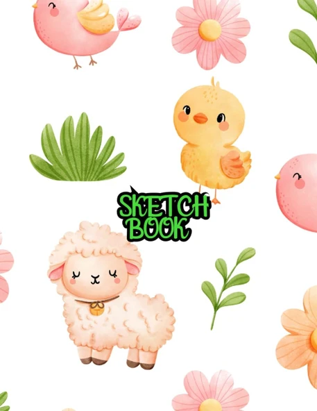 Sketch Book For Kids: A4 Size Drawing Notebook 100 Pages Of Blank White Sheets And Lined "One By One With A" Beautiful Cover | Large A4 Drawing Book For Children ürün görseli 1