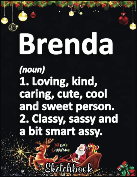 Christmas Sketch Book: Brenda Definition Personalized Name Funny Birthday Gift Idea, 120 Pages Help You Your Ideas Size 8.5 X 11 Inches Sketchbook ürün görseli 1