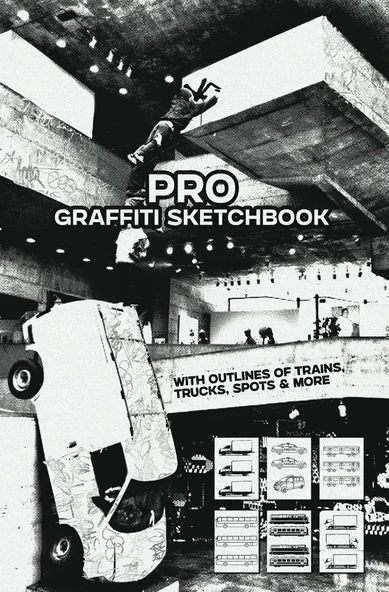 Independently Published Graffiti Sketchbook With Outlines Of Trains, Trucks, Spots & More: 160 Pages 5.25 X 8 In/Blackbook With Blank Pages And Extra 100+ Outlines Of ... Sketchpad For Drawing, P ürün görseli 1