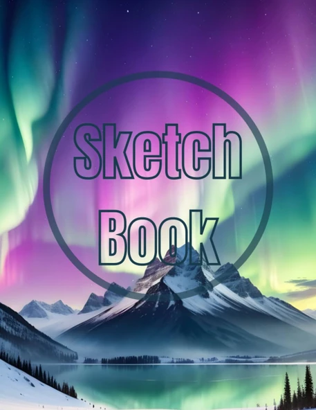 Sketch Book: Watercolor The Aurora Lights Over The Mountain View Cover Page Sketchbook Blank Paper Pad 8.5" X 11" - 120 Pages Blank ... Unlined Journal Cover Sketchbooks ürün görseli 1