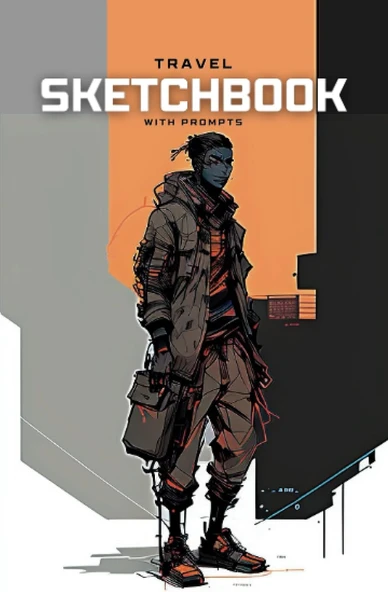 Man Walking Sketchbook: Paperback Cover Sketchbook With Art-Prompts For Creative Exploration - Travel-Sized 5 X 8 Inch Artbook With 150+ Prompts ürün görseli 1