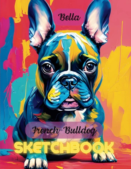 Sketchbook: Sketch Book French Bulldog Notebook For Drawing Writing Painting Sketching Doodling For Kids Abstract Dog Cover Cute Animals: Large Blank Pages ürün görseli 1