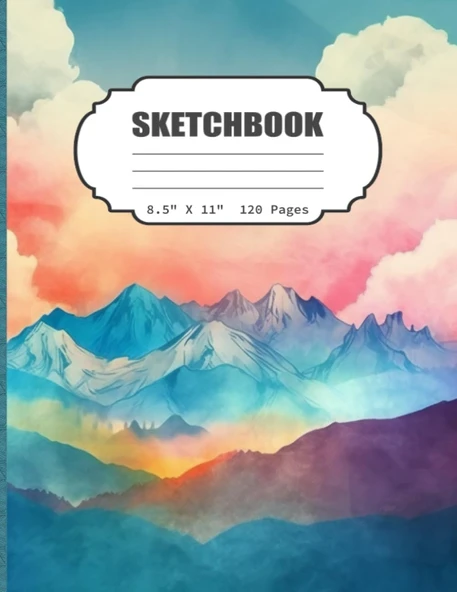 Sketchbook: Watercolor Mountain Blank Sketch Book For Kids, Adults, Artist Notebook/Journal For Drawing, Writing, Sketching Or Doodling, Blank Paper, 120 Blank Pages, 8.5X11 (Blank Drawing Book) ürün görseli 1