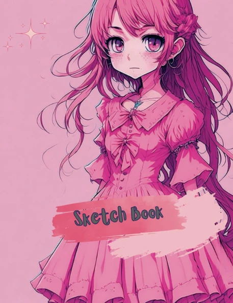 Sketch Book Unlined Large Drawing Pad Journal Anime Girl 8.5"X11" 120 Pages Cute For Teens, Girls: Book For Sketching Drawings Doodles Back To School Or Summer Break Activities White Paper ürün görseli 1